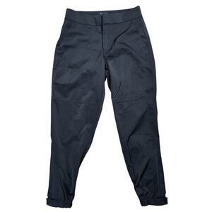 Athleta Radiant Jogger Pants Women's Sz 4 Black Satin Tapered Zip Leg Athleisure